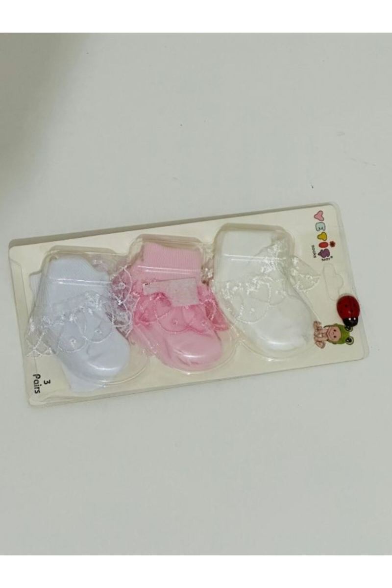Bebek Yeni Doğan 3'lü Paket Pamuk Çorap Seti · görsel 3
